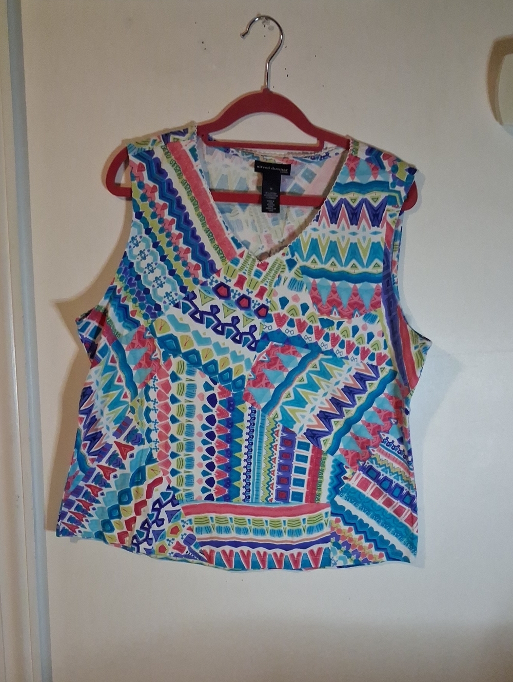 Alfred Dunner Multicolor Geometric Print Tank Top